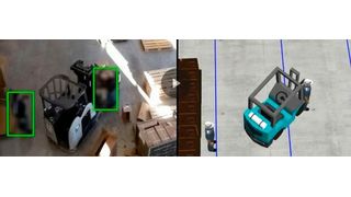 Das System warnt, wenn sich zwei Personen zu nahe kommen. (Bild: Logivations)