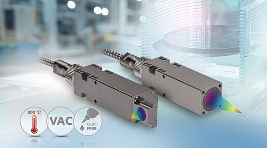 Bild 2: Die konfokalen HT-Sensoren sind für anspruchsvolle Vakuum- und Reinraumanwendungen ausgelegt. Durch den Verzicht auf organische Klebstoffe wird das Ausgasungsverhalten minimiert, der passive Aufbau reduziert zudem die Abgabe von Wärmestrahlung an die Umgebung.(Bild:  MICRO-EPSILON MESSTECHNIK)