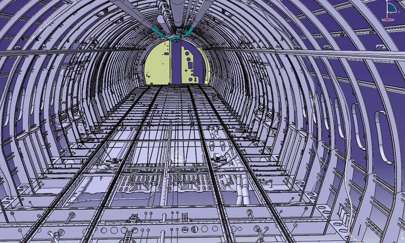 Mit der Software CATIA V5 wurde der Innenraum des Flugzeuges rekonstruiert. (Bild: Creaform)