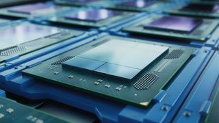 Makroaufnahme einer Produktionslinie für Computerprozessoren. (Bild: Siemens EDA)