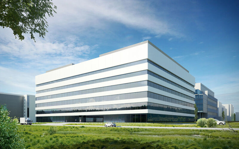 Das neue Labor- und Bürogebäude am Roche-Standort Penzberg, in dem bis 2017 Bayerns größtes biotechnologisches Ausbildungszentrum entstehen soll. (Roche/www.maikkern.de)