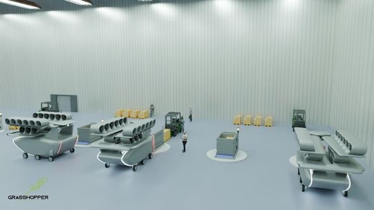 Mit dem e350 will Grasshopper Luft- und Bodenlogistik in einer autonomen Lösung kombinieren.(Bild:  Grasshopper Air Mobility)