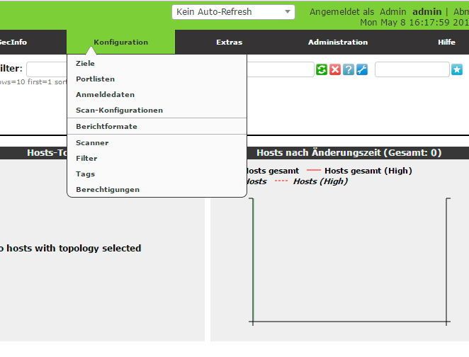 Die Ziele zum Scannen sind über den Bereich Konfiguration zu finden. Über Scan-Konfiguration können neue Scan-Vorgange angepasst werden. Außerdem lassen sich hier Portlisten konfigurieren, Filter und Tags setzen sowie die Berechtigungen anpassen. (Th. Joos)