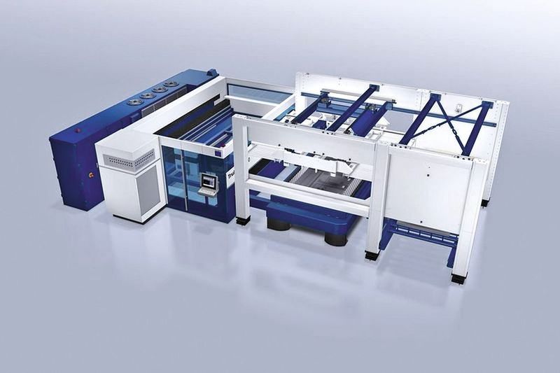 Bild 2: Die Trulaser 3030 lässt sich jederzeit erweitern. Schnell und einfach können verschiedene Komponenten, wie etwa der Liftmaster Compact, nachgerüstet und damit die Produktivität gesteigert werden.  (Bild: Trumpf)