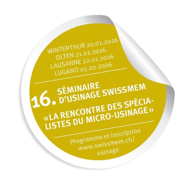Le séminaire d'usinage Swissmem se déroulera en français à Lausanne le 22 janvier 2026. (Source : Swissmem)
