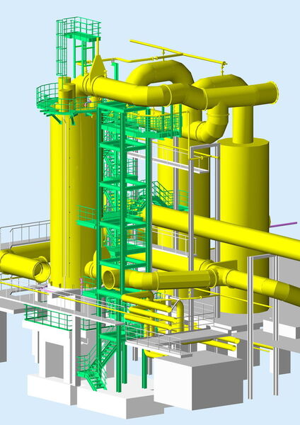 AMR-Projekt „E-Filter für eine Kokerei“ – die konstruktive 3D-Planung mit Cadison  (Bild: ITand Factory)