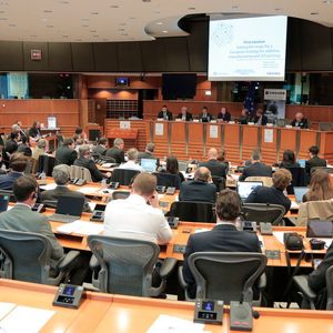 A well-attended conference at the European Parlament.