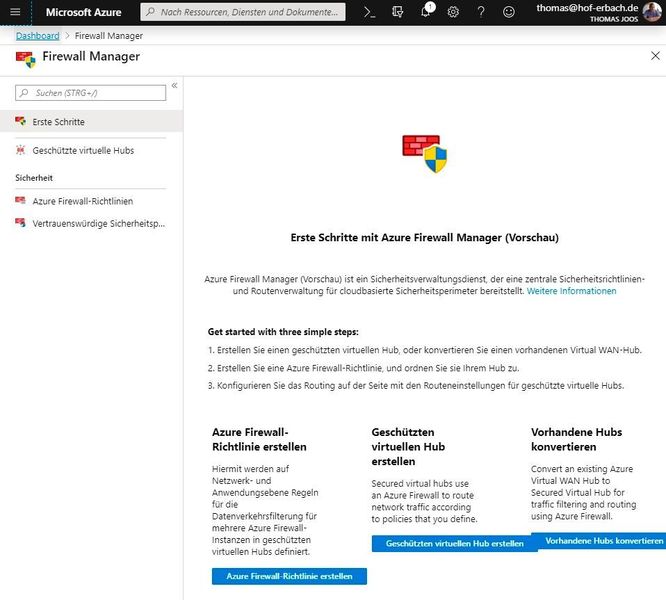 Zentrale Firewallregeln mit Azure Firewall Manager erstellen. (Microsoft / Thomas Joos)