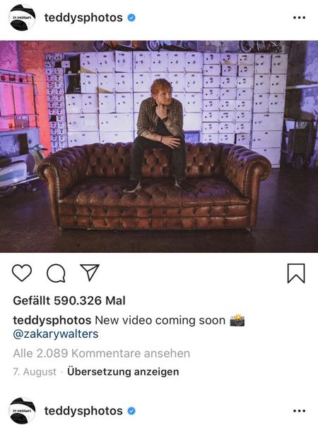 Platz 3: Ed Sheeran (Sänger) (Instagram / Ed Sheeran)
