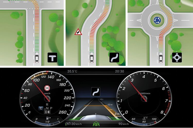 Der Abstandsassistent Distronic bremst oder beschleunigt das Fahrzeug automatisch, je nach Verkehrssituation. (Daimler)