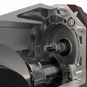 WG20-Getriebe sind in einem großen Untersetzungsbereich zweistufig ausgeführt. Mit Synchronmotoren der Energieeffizienzklasse IE4 lassen sie sich zu Getriebemotoren mit hoher Leistungsdichte kombinieren.