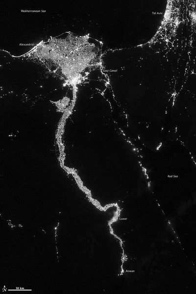 Nachtaufnahme des Nil-Deltas (NASA)