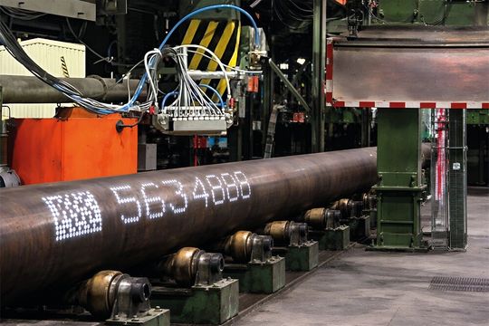 Der Elektro-Signierblock Rea Jet ST Sre-10 erzeuge mit elektrisch angesteuerten Signierköpfen eine sehr große, gut lesbare Beschriftung mit einer Schreibhöhe bis zu 206 Millimeter. (Bild:  Rea)