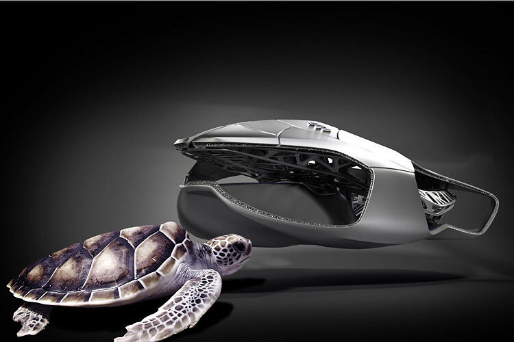 Genesis basiert auf den bionischen Mustern einer Schildkröte, deren Panzer Schutz und Dämpfung liefert und mit dem Skelett vereint ist. (Foto: EDAG)