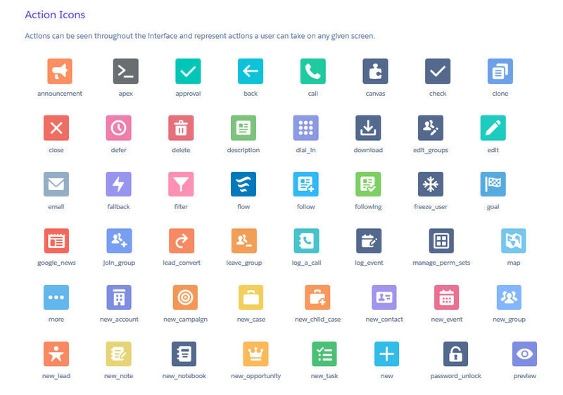 Für das Lightning Design System steht eine Vielzahl von Action Icons bereit. (Bild: Salesforce.com)