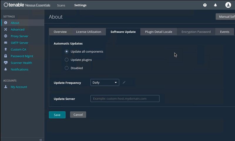 Nessus konfiguriert automatische Updates für Plugins und Scanner-Komponenten. (Bild: Joos)