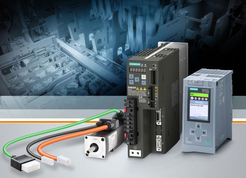 Für Motion-Control-Anwendungen bringt Siemens ein abgestimmtes Paket aus Simatic Advanced Controller und Sinamics Servoantriebssystem auf den Markt. Integriert in TIA Portal V14 (Totally Integrated Automation), der neuen Version des Engineering Frameworks von Siemens, übernimmt der neue Controller Simatic S7-1500 T-CPU den Steuerungspart. Das neue Sinamics Servoantriebssystem Sinamics V90 mit Profinet bringt den nötigen Speed und die Präzision in die Maschine. (Bild: Siemens)