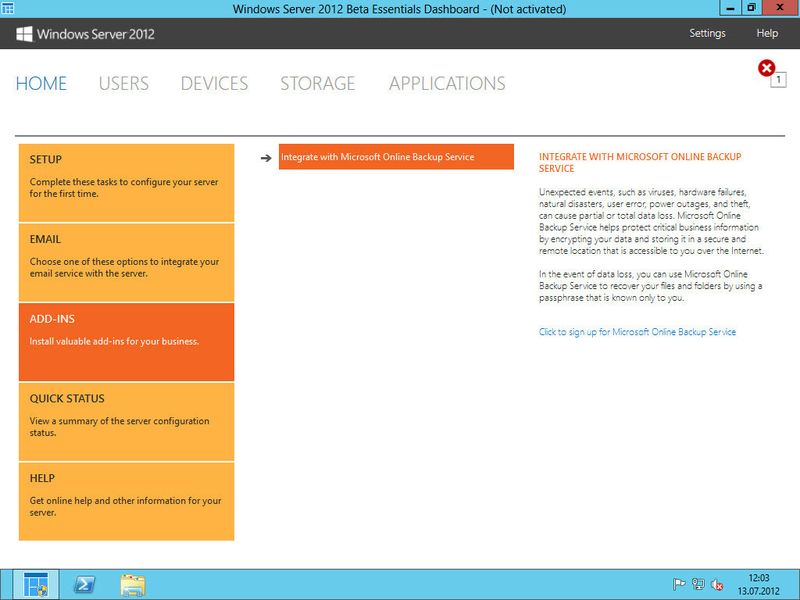 Unternehmen können Daten auf einem Server mit Windows Server 2012 Essentials in der Cloud beim Microsoft Online Backup Service speichern. Auch hierzu bietet der Server einen eigenen Assistenten an. (Archiv: Vogel Business Media)