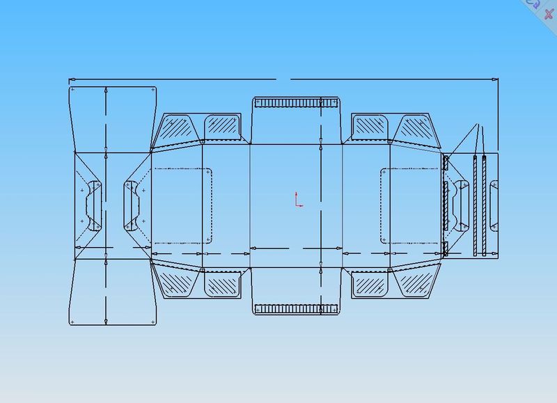 4 + 4.1 Aufgezeichnet: DXF Eingangszeichnung für den Kartonumriss, wie sie typischerweise beim Maschinenhersteller eintrifft, und das Ergebnis der Bearbeitung durch das Programm. Der Konstrukteur muss umfangreiche Bereinigungen vornehmen, bis die Kontur im CAD-System weiterverarbeitet werden kann. (Archiv: Vogel Business Media)