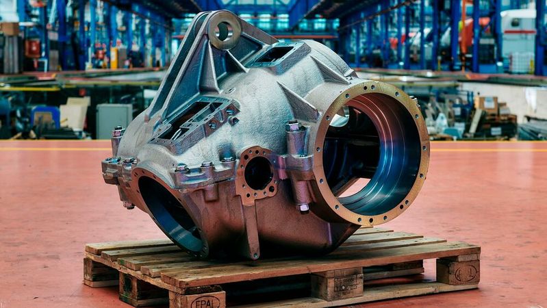 Ein Getriebegehäuse, das im 3D-Druckverfahren hergestellt wurde.(Bild:  DB AG)