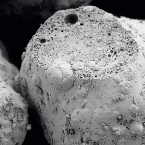 REM picture of the cut surface of an encapsulated product