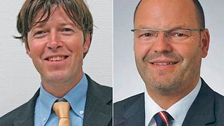 German Stuis und Oliver Volland (v. li.) sind die Geschäftsführer der neuen KBA-Metronic GmbH. Bild: KBA (Archiv: Vogel Business Media)