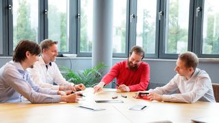 Zu den Gründungsmitgliedern von Code-Shield gehören neben Prof. Bodden (Fraunhofer Institut IEM) Manuel Benz, Andreas Dann und Dr. Johannes Späth (v. l.).  (Code-Shield)