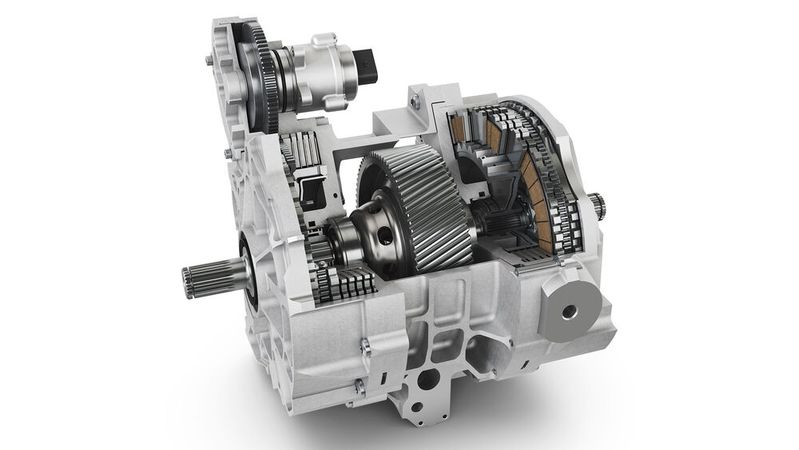 Die nasslaufende Lamellenbremse im Schaeffler DTM-Innovationstaxi ist eine Vorstudie. Das Ziel der Entwicklung ist eine hochintegrierte Systemeinheit für elektrische Achsen, in der Bremse, Aktuator und Öl-/Kühlkreis zusammengeführt werden.(Bild:  Schaeffler)