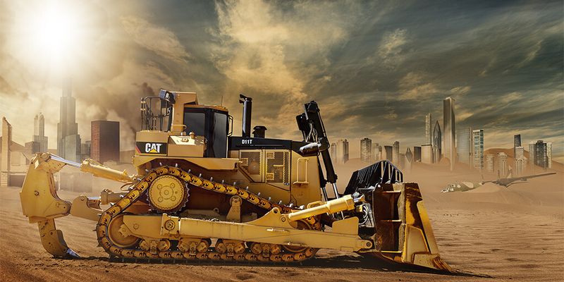 Im Juli 2013 schmückt die CAT D11T Planierraupe in heißem Wüstensand den Heavy Equipment Calendar. Mit diesen Maschinen wurde das US-Unternehmen Caterpillar weltweit zur Nummer Eins der Baumaschinenhersteller. Was 1904 mit einem der ersten Kettengetriebenen Traktoren begann, ist heute zu einem echten Hightech Produkt geworden. Ob heißer Wüstensand, harter Felsen oder tiefe Erde – für den CAT D11T Dozer mit seinen 862 PS Leistung und 105 Tonnen Einsatzgewicht gibt es kein Halten. Das Heavy Equipment Motiv für den Juli 2013. (Bild: Heavy Equipment Calendar 2013, Caterpillar)