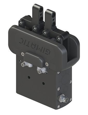 Gimatic präsentiert den neuen elektrischen 2-Backen-Parallelgreifer MPRJ, der sich selbst zentriert und die Last von außen und innen einspannen kann. Um die jeweilige Position einzustellen, wurden die Fingergreifer verschiebbar ausgeführt. Die Last wird durch die Kraft der eingebauten Feder festgehalten. Der Greifer hält die Last auch im Falle eines Stromausfalls oder bei ausgeschaltetem Motor zu 100 % fest. Zu sehen in Halle A4, Stand 503.  (Gimatic )