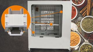 Die Drylin W-Linearführungen sorgen für eine schmiermittelfreie Verstellung im Gewürzautomaten.  (Igus)