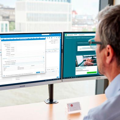 E-Rechnungen können aus Pds Software zukünftig direkt über die DATEV E-Rechnungsplattform versendet und empfangen werden.  (Bild: Carsten Heidmann, Screenshot: pds GmbH)