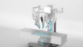 In der robotergestützten Chirurgie sorgen elektromechanische Zylinder für die kraftvolle Höhenverstellung von OP-Robotern und die feinfühlige Justierung von Patiententischen. Kugelgewindetriebe und Kugelschienenführungen ermöglichen hochgenaue Positionierungen.  (Bild: Bosch Rexroth)