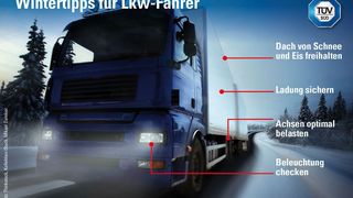Der TÜV Süd gibt Tipps für Brummifahrer für mehr Sicherheit im Winter. (Bild: TÜV Süd)