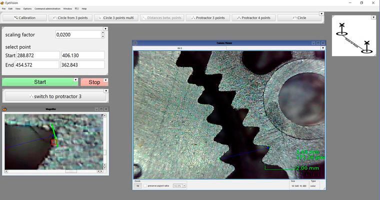 EyeMeasure-Distance-1: Live-Bild, Abstandsberechnung (EVT Eye Vision Technology)