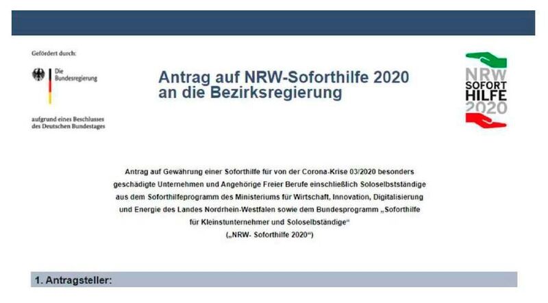 Screenshot einer gefälschten Website zum Thema Corona-Soforthilfe (BKA Lagebericht)