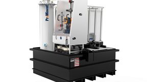 Dosier- und Entleerstation für Intermediate Bulk Container (IBC) für die Anforderungen der Lebensmittel- und Getränkeindustrie Dulcodos Safe-IBC F&B  (Bild: ProMinent )