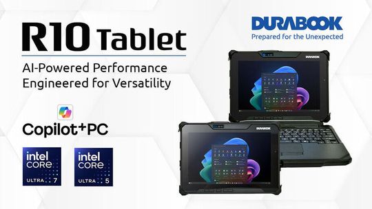 Equipped with high-performance Intel Core Ultra 200V series processors, the 10" device is one of the first Copilot+ PC rugged tablets on the market. (Source:  Durabook)
