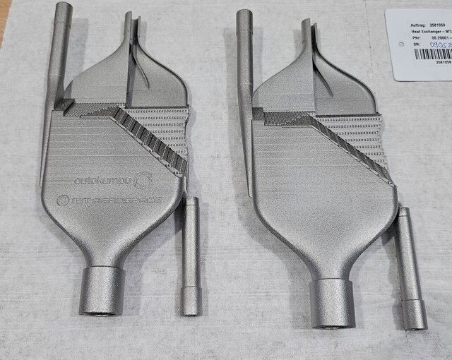 Hier blickt man auf einen im LPBF-Verfahren hergestellten Wärmetauscher für das Unternehmen Outokumpu. Auch das ist ein Thema der kommenden Rapid.Tech 3D in Erfurt.  (Bild: MT Aerospace / Outokumpu)