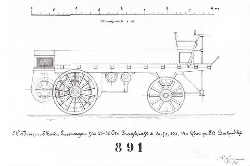 Noch war er einer Kutsche ohne Deichsel. Die Höchstgeschwindigkeit: 14,4 km/h. (Bild: Daimler Truck AG)