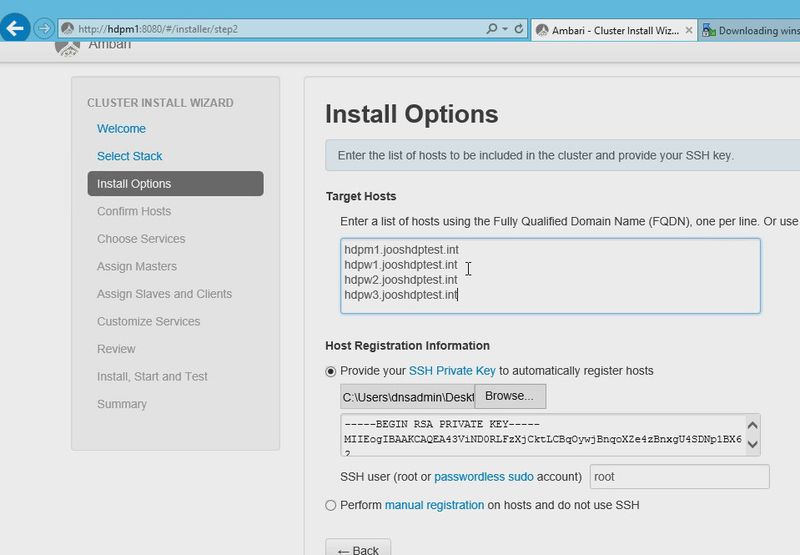 Ambari kann sich mit allen Clusterknoten über SSH verbinden. Das bietet den Vorteil, dass alle notwendigen Komponenten automatisiert auf allen Knoten verteilt werden.  (Bild: T.Joos)