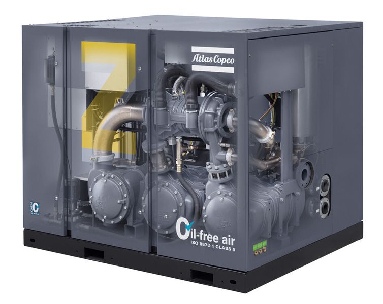 Bild 1: Das Innenleben des dreistufigen Turbokompressors ZH 350+: Konstruktive Verbesserungen führen dazu, dass die Maschine um 4% effizienter läuft als der bisher effizienteste ölfrei verdichtende Atlas-Copco-Kompressor.  (Bild: Atlas Copco)