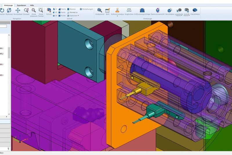 Glovius ist ein leistungsstarkes und kostengünstiges Analyse-Werkzeug zum Betrachten, Messen, 
dynamischen Schneiden, Vergleichen und Drucken von 3D-CAD-Modellen und Baugruppen.  (Data-CAD)