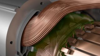 Bild 1: Durch die neuartige Wickeltechnologie kann bei verringertem Umfang 20 % mehr Kupfer im Stator verbaut werden. Für den Anwender bedeutet das eine um bis zu 20 % höhere maximale Abgabeleistung. (Bild: Metabo)