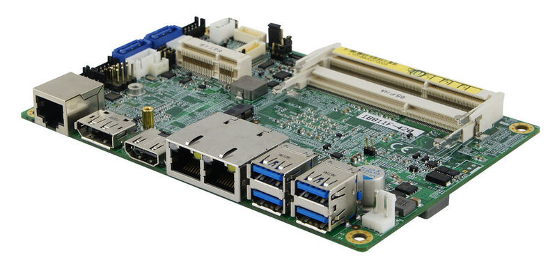 Der 3,5-Zoll-SBC im Disk-Format IB811 verfügt über einen 9-
bis 36-V-Weitspannungseingang, der sich für raue Industrie- und
Fahrzeuganwendungen mit unterschiedlichen Eingangsspannungsanforderungen
eignet. Der SBC unterstützt vier Arten
früherer Apollo Lake-Prozessoren, darunter Intel® Atom ™
x7-E3950, Intel® Pentium N4200 und Intel® Celeron® N3350 und verfügt über zwei Speichersockel, die bis zu 8 GB
DDR3L-1866/1600 SO-DIMM-Module unterstützen. (iBase)