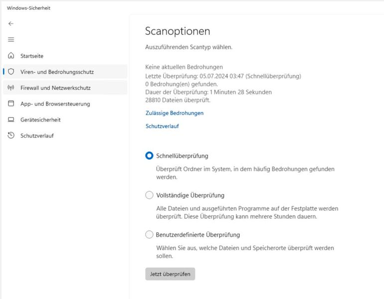 Windows Server mit Microsoft Defender scannen. (Bild: Joos)