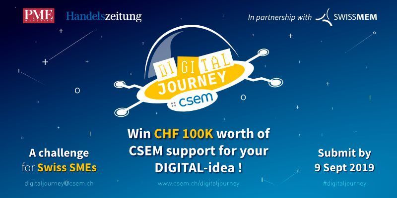 Le concours CSEM Digital Journey récompensera le gagnant avec un soutien technologique de CHF 100 000.- pour la réalisation de son projet de numérisation. (CSEM)