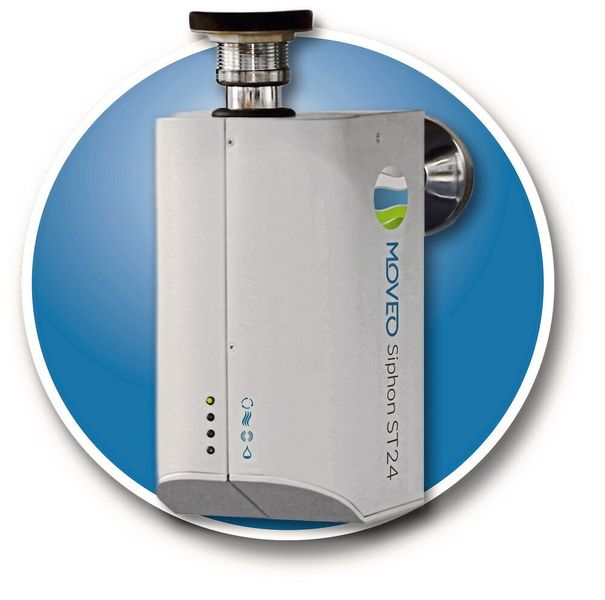 Standard-Siphon mit nachgerüstetem Modul zur thermischen Desinfektion (MoveoMed)