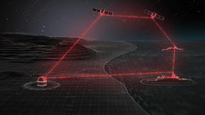 Scheme of a laser communication network linking satellites, maritime vessels, and a ground station. Source: Astrolight. (Source: Astrolight)