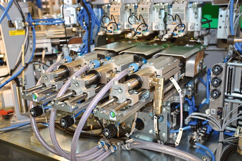 Mehr als Positionieren: Linearmotoren von Linmot lassen sich positions- oder kraftgeregelt betreiben. Damit können sie auch für Prellssprozesse verwendet werden. Bei der Tuben-Finishing-Maschine RMH 300 kommt diese Eigenschaft in der Verschließstation für Aufprellssverschlüsse zum Tragen. (Bild: Roßmann)